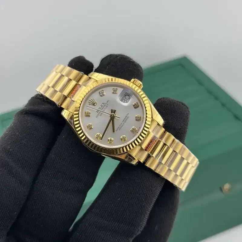 ساعت رولکس مدل دیت جاست ۳۱ تمام طلایی پرزیدنت صفحه استیل نگین